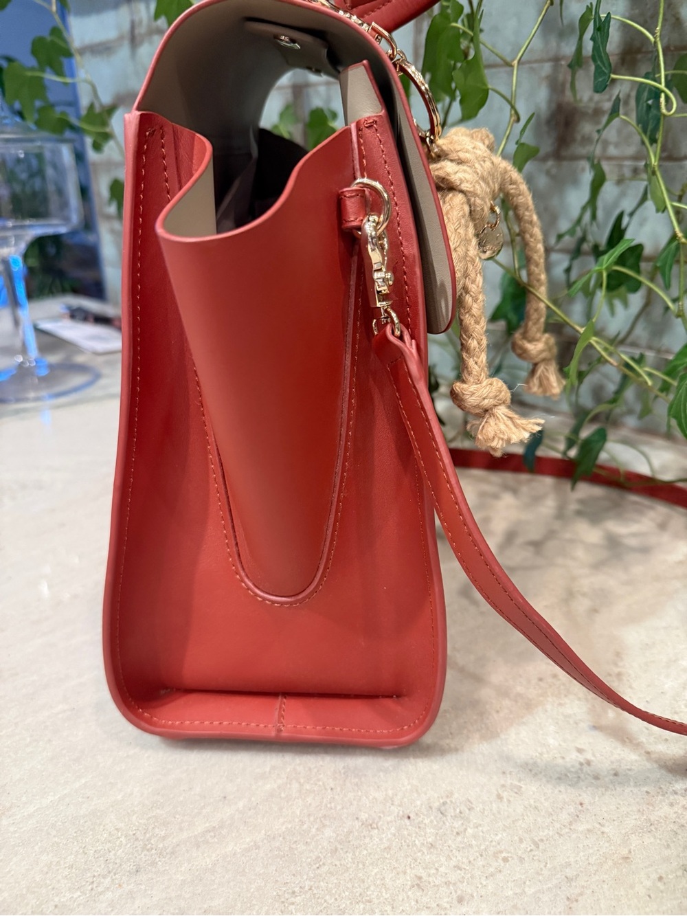 ZAC Zac Posen Eartha Leather Satchel Red Terracotta Gold Hardware - Picture 16 of 16